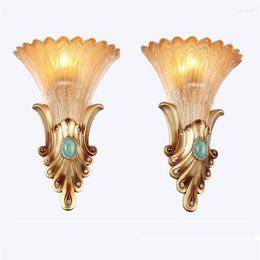 Wall Lamps European And American Rustic Light Bedside Lamp Bedroom Resin Sconces Vintage Aisle Study Living Room Lighting