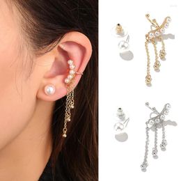 Backs Earrings Fashion Stars Chain Clip Ear Hook Metal Earbone Clips Double Pierced Earring For Women Girls Jewelry