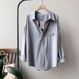 Women's Blouses Simple Women Cotton Feeling Suede Spring Silhouette Long Sleeve Vintage Shirt Business Casual Distressed Temperament