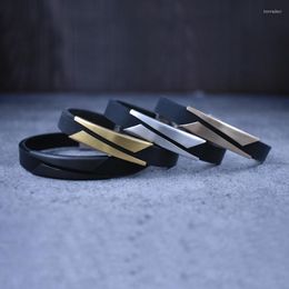 Charm Bracelets Gentleman Silicone Titanium Steel Clasp Bangle Bracelet For Men And Women Retro Bangles Jewellery