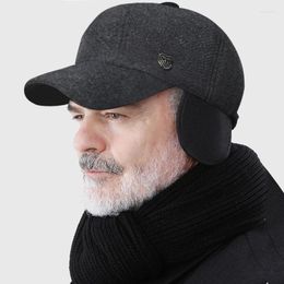 Ball Caps 2023 Winter Plush Thickened Ear Protection Baseball For Men Outdoor Cold Warm Dad Hat Adjustable With Earmuffs Design L20