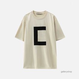 mens T Shirts Chest Letter Laminated Print Esse Short Sleeve High Street Loose Oversize Casual T-shirt Cotton Tops06FZ