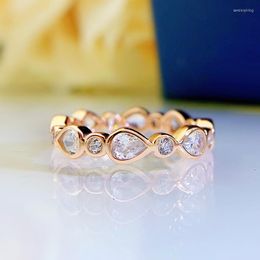 Cluster Rings Simple Silver 925 Jewellery Rose Gold Wedding Droplets Full Crystals Diamond Fine For Woman Party Gifts