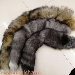 70cm 27 5 - Long Real Fox Fur Tail Keychians Cosplay Toy Keyrings Car KeyChain Bag Charm Tassels2233