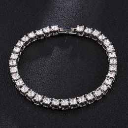 Bangle Bling Iced Out Cubic Zirconia Bracelet Tennis Chain Bracelets Rhinestone Women Men 1 Row CZ Link Hip Hop Jewelry