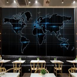 Wallpapers Modern Digital Technology Smart Map Black Wallpaper Industrial Decor Bar KTV Background Wall Papers Murals Papel De Parede