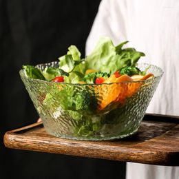 Bowls Large Japanese Hammer Glass Transparent Salad Bowl Vegetable And Fruit Dessert Household European Creative High Grade