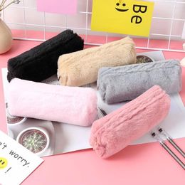 Cute Plush Zipper Pencil Bag School Office Supplies Stationery Pouch Purse Pen Eraser Storage Bags Portable Box