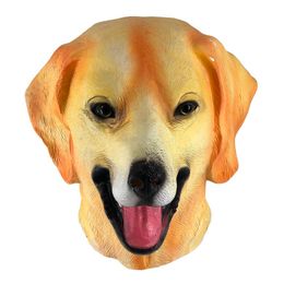 Party Masks Golden Labrador Mask Latex Animal Dog Masks Costume Accessory Canine Lab Puppy 230313