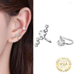 Backs Earrings Fashion Asymmetrical Zircon Star Ear Cuff Women Sterling Silver S925 Non-pierced Clip Jewellery Gold Plated