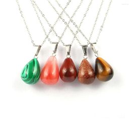 Pendant Necklaces Wholesale Natural Stone Necklace Round Agat Quality Stainless Steel