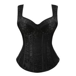 Bustiers & Corsets Corset For Women Retro Steampunk Vest Sexy Gothic Overbust Top Straps Lace Up Zipper Side And BustiersBustiers