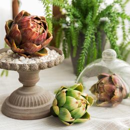 Decorative Flowers Pineapple Head Plant Home Desk Decor Green Simulation Fake Artichoke Potted Plants Christmas Gift Decoration