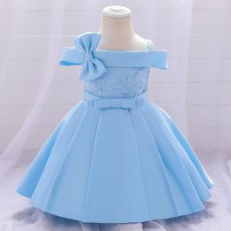 Girl Dresses Wedding Dress Bow Born Christening Princess Toddler Birthday Party Children Baptism Baby Clothes Summer Vestidos