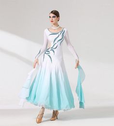 Stage Wear Adult Advanced Performance Ballroom Dance Dress Gradient Color Standard Waltz Tango Competition Dresses