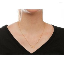 Pendant Necklaces Fashion Gold Colour Wish Necklace Jewellery Double Circle Buckle Short Chain Choker As Gift For Women