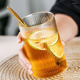 Wine Glasses Japanese Style Vertical Stripe Glass Net Red Ins Milk Coffee Cup Ice Juice Drink Fruit Whiskey