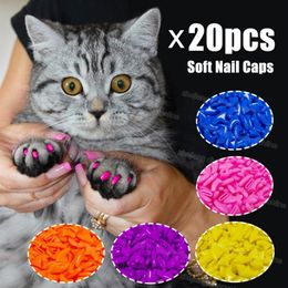 Silicone Soft Cat Unh Nail Cat Paw Claw Pet Unhel Protector Cat Unh Na unhas com cola e Applicador G1123280W