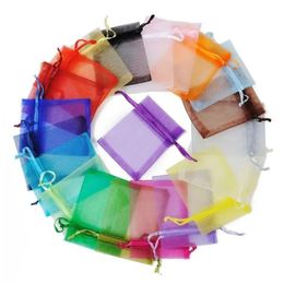 35x50cm 23 Colours Bags Custom Logo Drawstring Gift Pouch Jewellery Mesh Packaging Mini Organza String Bags