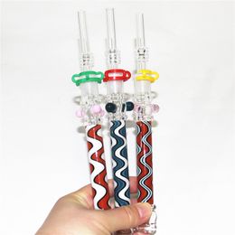 Hookah glass straw nectar pipes 10mm with quartz tip/ titanium tips concentrate nectar oil pipe bowl ash catchers