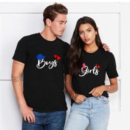 Men's T Shirts Couple T-shirt Boy Girl Print Summer Casual O-neck Cotton Short Sleeve Men Top Woman Clothes Lovers Tees