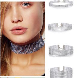 Wedding Accessories Women Jewellery Fashion Bridal Rhinestone Crystal Necklace Jewellery Chokers Necklace For Women Silver Coloured