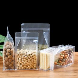 Transparent Stand Up Plastic Self sealing Bag High Clear Window Coffee Snack Cookie Rice Packaging Bag Plastic Gift Bags LX3413