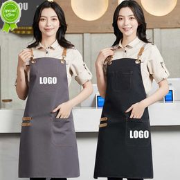 New Apron Custom Women's Men's Kitchen Apron Chef Work Barbecue Restaurant Bar Cafe Beauty Barber Pet Shop Studio Uniform