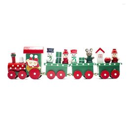 Christmas Decorations Wooden Painted Small Train Ornaments Home