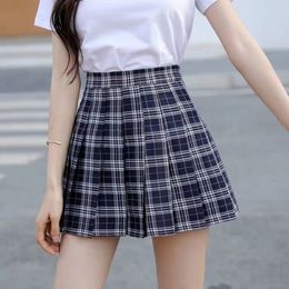 Skirts Zoki Plaid Women Skirts Summer High Waist Pleated Mini Skirt Fashion Casual JK Japan Uniforms A Line Harajuku Dancing Faldas 230313