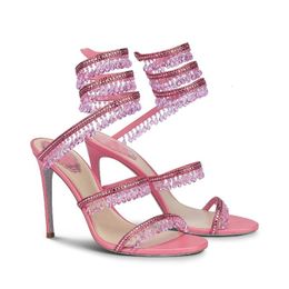 Sandals Wedding Fairy Wind Quality Women s Shoes Party Banquet Stiletto High heel Sexy Snake Wrap Strap Luxury Ankle 230313