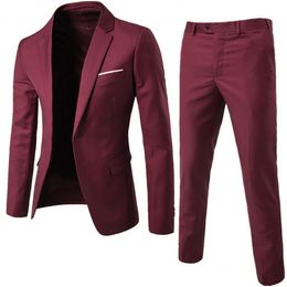 Men s Suits Blazers Formal Set Korea Style Lapel Slim Single Breasted Business Wedding Blazer Pants terno masculino 230313