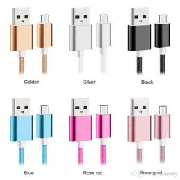 Phone Cables 1M Type C 3ft Braided USB Charger Cable Micro V8 Cables Data Line Metal Plug Charging for Samsung Note 20 S9 Plus 12 LL