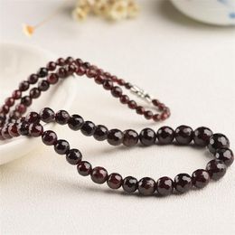 Chains ZFSILVER Fashion Elegant Jewellery Trendy Natural Faceted Wine Garnet Beads Stone Choker Necklace Charm For Women Party Gifts Girl