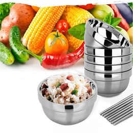 Bowls Eco-Friendly Bowl Stainless Steel Double-layer Insulation Anti-scalding Soup Anti-Rust Thermal Kitchen Flatware
