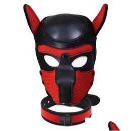 Party Masks Fashion Dog Mask Puppy Cosplay Fl Head For Padded Latex Rubber Role Play With Ears 10 Color 220715 Drop Delivery Home Ga Dhlye