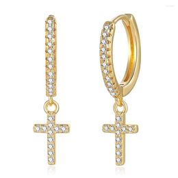 Hoop Earrings Hanreshe Earring Party Vintage Jewellery Small Cute Natural Zircon Copper Girl Statement Cross Women Gift