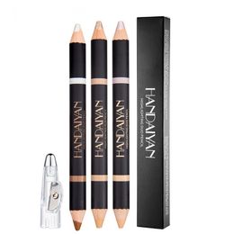 Handaiyan Eye Brow Pencil Highlighter Eyeliner 2 in 1 Makeup Matte and Shimmer Easy to Wear Makeup Double Liner