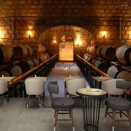 Wallpapers European And American Retro Brewery Wine Barrels Custom Mural Wallpaper Beer Cellar Decor Background Po Wall Paper 3D