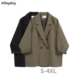 Women's Suits Blazers Blazers Women Solid Basic Casual Double Breasted Outerwear Spring Cozy Office Lady Ulzzang Classic Female College All-match Chic 230311