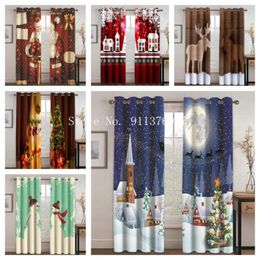 Curtain Merry Christmas Snowman Decoration Gift Printing Waterproof Fabric Washable Bedroom Living Room Luxury Custom Home