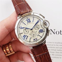 All dials working Stopwatch Men Watch Luxury Watches With Calendar Leather Strap Top Brand Quartz Wristwatch for men Best Gift