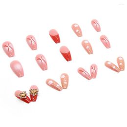 False Nails 24pcs Fake Press-on Party Looking Ornaments Easy To Use For Valentine's Day Christmas