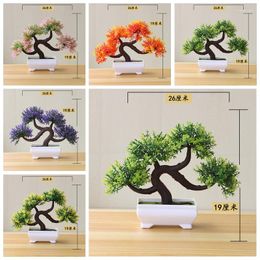 Decorative Flowers 19x26cm Artificial Pine Tree Potted Bonsai Home Garden Office El Bedroom Decoration Wedding Birthday Party Supply Fake