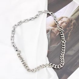 Chains Necklace For Women Stainless Steel Square Shape Link Chain Silver Colour Trendy Collars Choker Necklaces Girl Christmas YS39