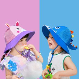 Caps Hats Korean Cartoon Mesh Girl Hat Spring Summer Children Bucket Hat Fisherman Hat Cute Decoration Boy Child Outdoor Hat Girl Sun Hat 230313