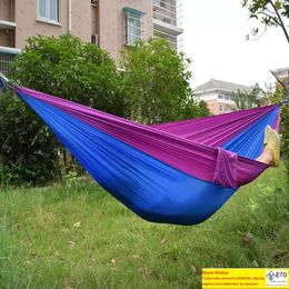 Hammocks Outdoor Furniture Home Garden Ll Double Person Hammock Top Quality Portable Nylon Parachute Cot Bed Campi