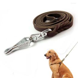 Dog Collars Multifunction Cowhide Rapid Release Pet Leash Luxury Strong Hands Free Lead For Medium Large Animals 1.8m
