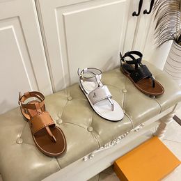 Women Horizon Flat Sandal 1a9rjk Slippers Slides White Perforated Calf Leather Wide Front Strap Engraved Buckle Supplier Counter With Box