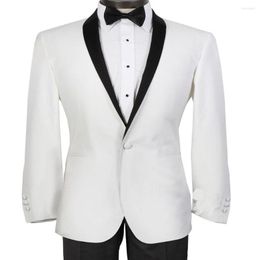 Men's Suits Thorndike High Quality Men Suit Shawl Lapel Elegant For White Wedding Dresses Groom Tuxedo Prom (Blazer Trousers)